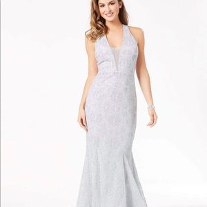 Long sleeve silver dress